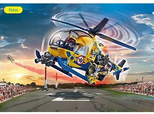 PLAYMOBIL – 70833 – Oro kaskadininkų šou plastikinis sraigtasparnis ir filmavimo komanda 5 metų ir vyresniems vaikams