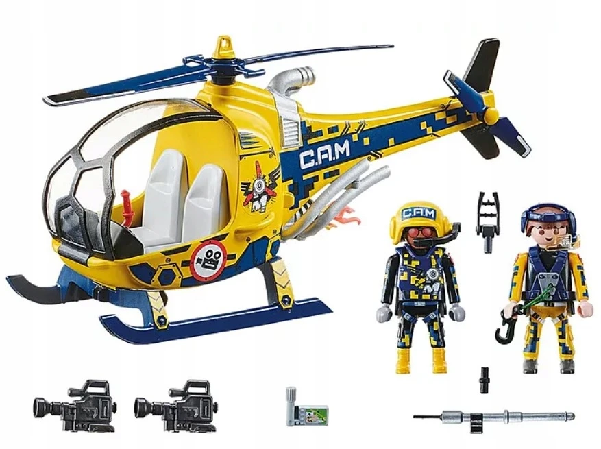 PLAYMOBIL – 70833 – Oro kaskadininkų šou plastikinis sraigtasparnis ir filmavimo komanda 5 metų ir vyresniems vaikams