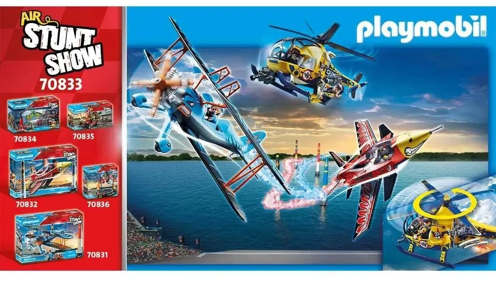 PLAYMOBIL – 70833 – Oro kaskadininkų šou plastikinis sraigtasparnis ir filmavimo komanda 5 metų ir vyresniems vaikams
