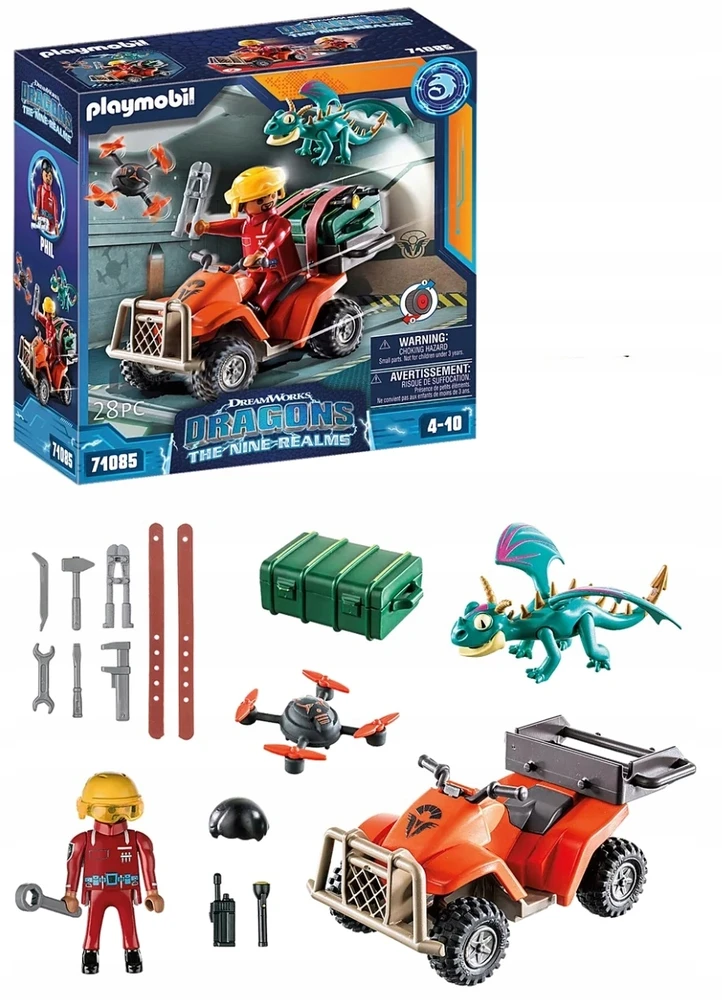 PLAYMOBIL 71085 Dragons Quad & Phil, Dragons The Nine Kingdoms, 28 vnt, nuo 4 metų