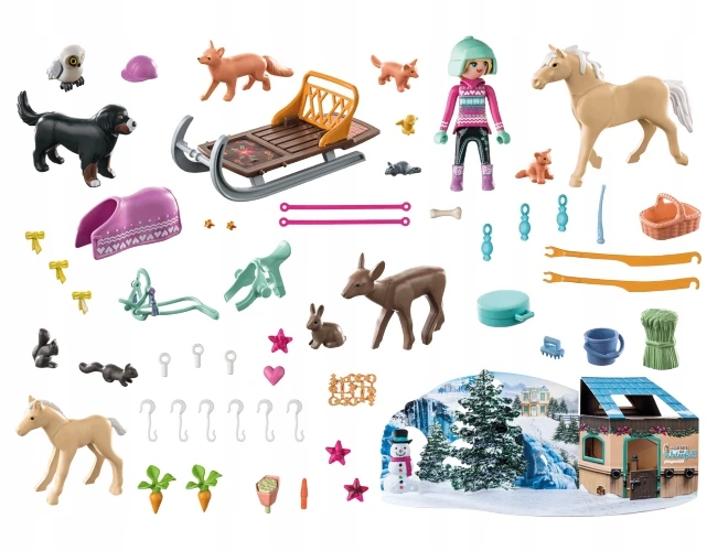 Playmobil Advento kalendorius Arklių pasaulis - Kalėdinis pasivažinėjimas rogėmis, 71345