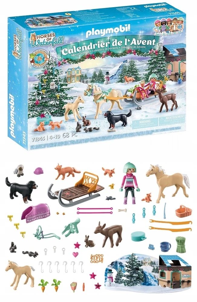Playmobil Advento kalendorius Arklių pasaulis - Kalėdinis pasivažinėjimas rogėmis, 71345