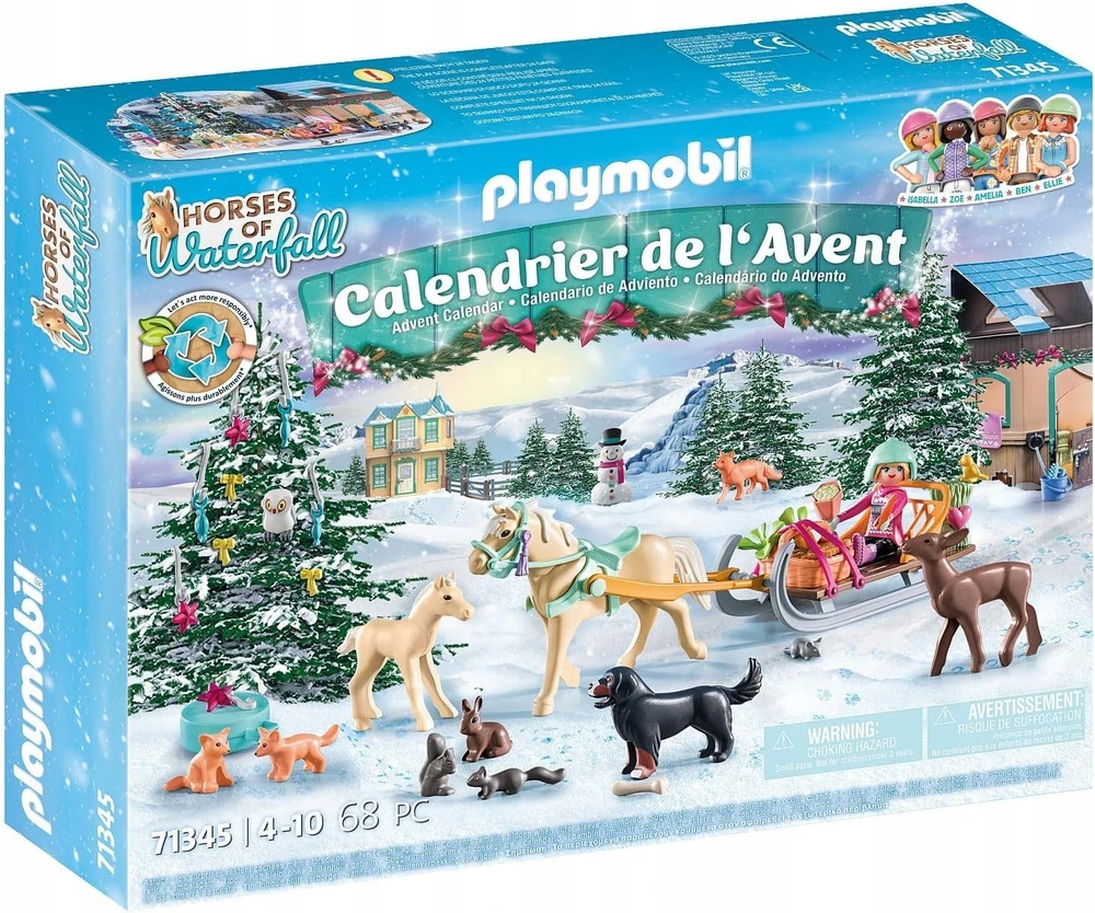 Playmobil Advento kalendorius Arklių pasaulis - Kalėdinis pasivažinėjimas rogėmis, 71345