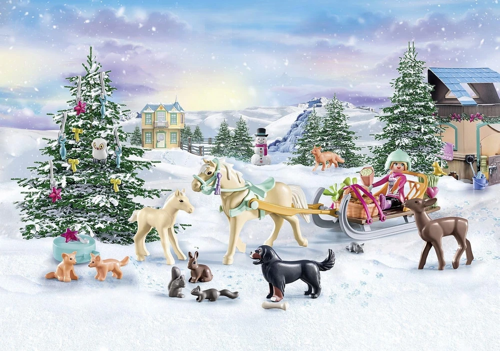 Playmobil Advento kalendorius Arklių pasaulis - Kalėdinis pasivažinėjimas rogėmis, 71345