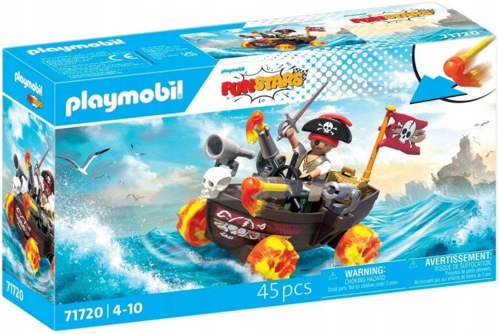 PLAYMOBIL 71720 Piratų laivo žaidimas, Funstars, 45 dalys, Nuo 4 metų