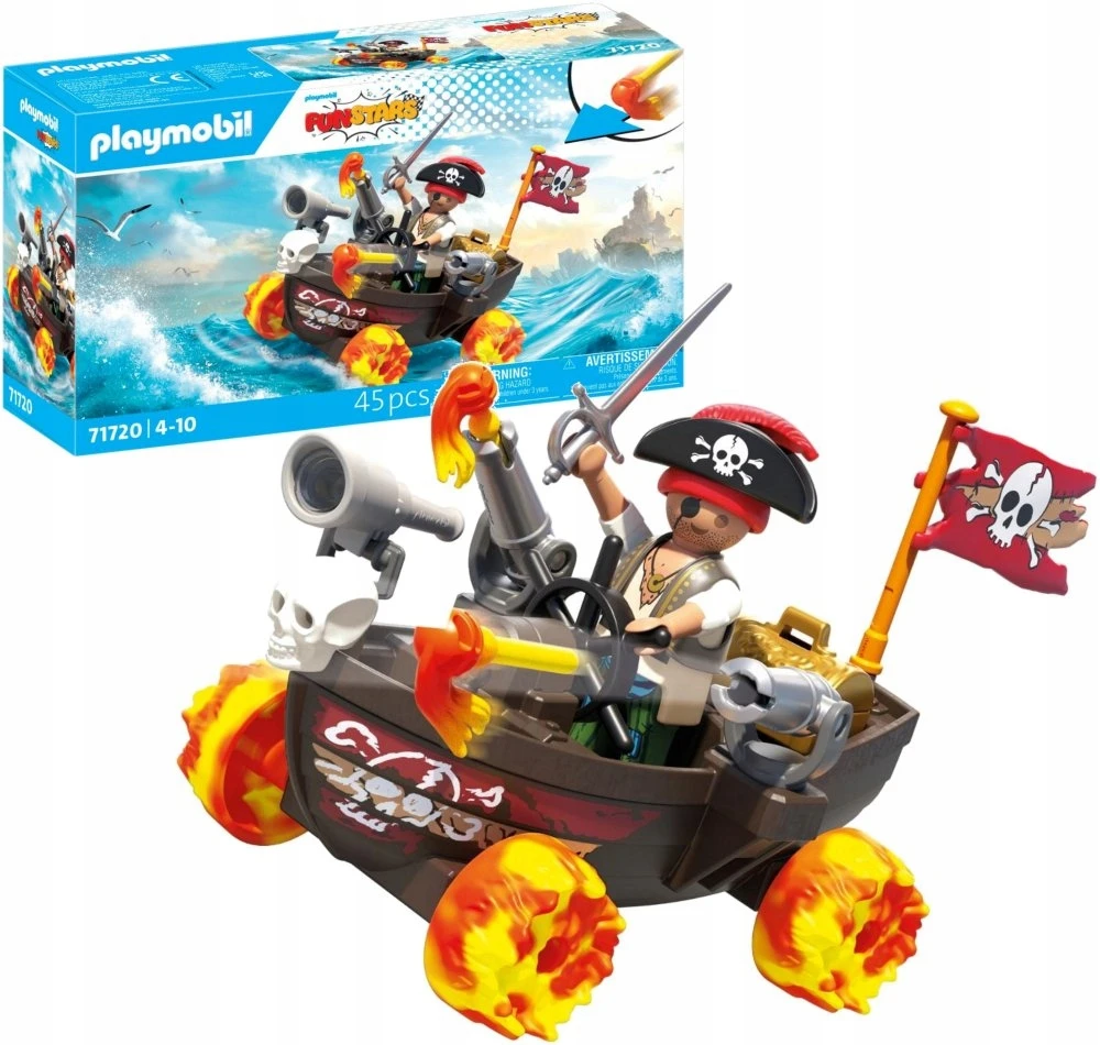 PLAYMOBIL 71720 Piratų laivo žaidimas, Funstars, 45 dalys, Nuo 4 metų