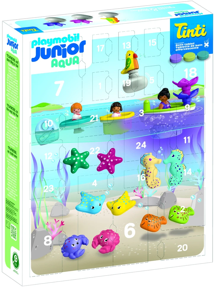 PLAYMOBIL - JUNIOR ir Tinti: Spalvingas maudymosi laikas Kalėdų atgalinis skaičiavimas (71777)