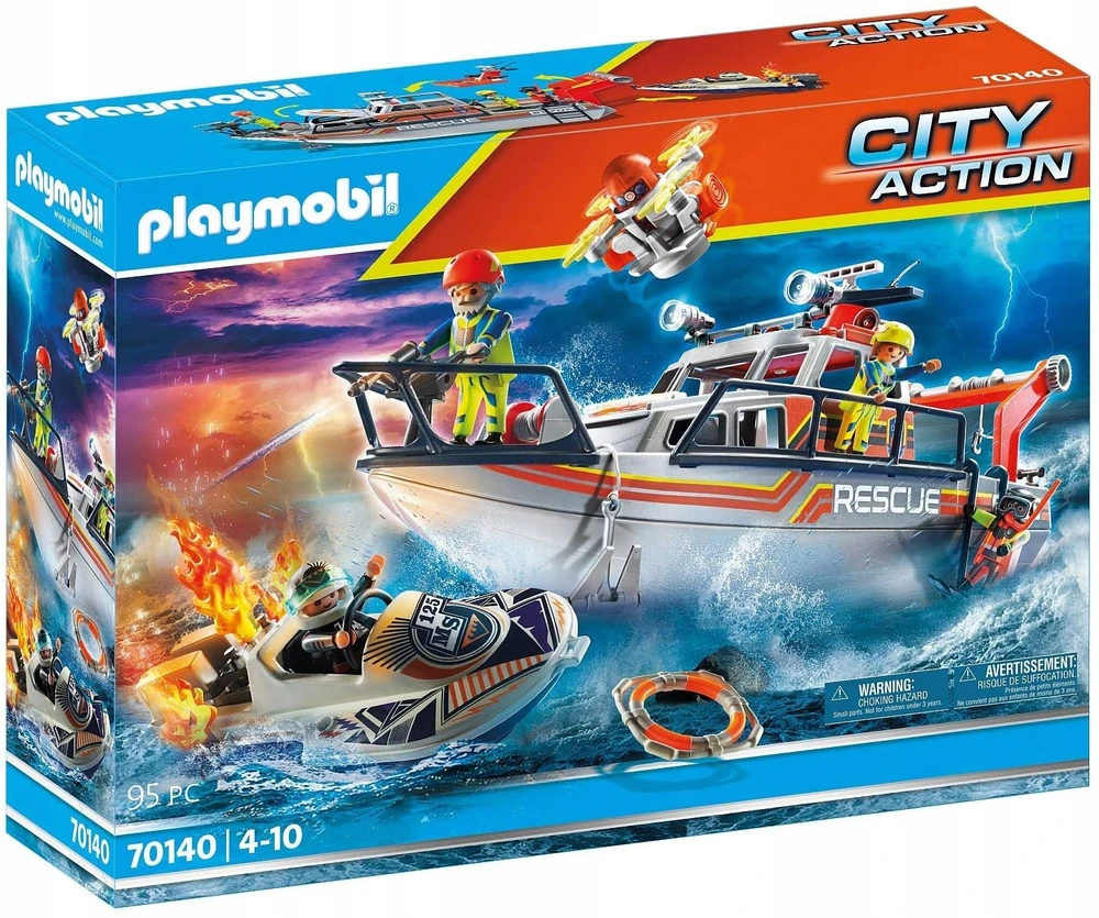 PLAYMOBIL BLOCKS 70140 FIRE BRITAIN RESCUE BOAT BOAT