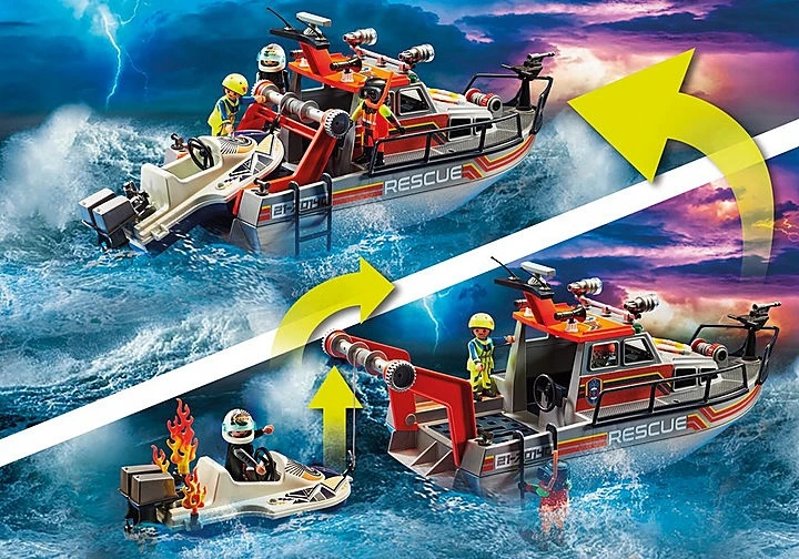 PLAYMOBIL BLOCKS 70140 FIRE BRITAIN RESCUE BOAT BOAT