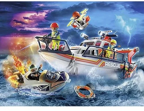 PLAYMOBIL BLOCKS 70140 FIRE BRITAIN RESCUE BOAT BOAT
