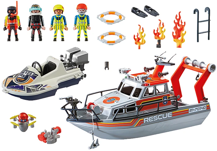 PLAYMOBIL BLOCKS 70140 FIRE BRITAIN RESCUE BOAT BOAT