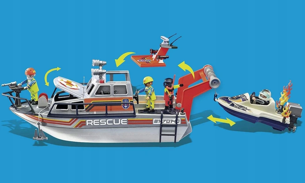 PLAYMOBIL BLOCKS 70140 FIRE BRITAIN RESCUE BOAT BOAT