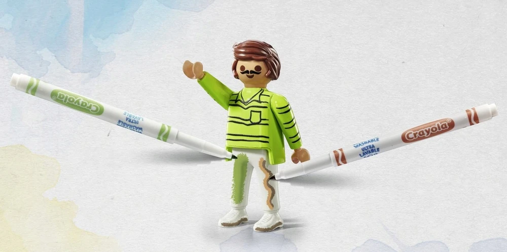 PLAYMOBIL COLOR šunų salonas 4 Crayola markeriai + Katalogas su plakatu 71514