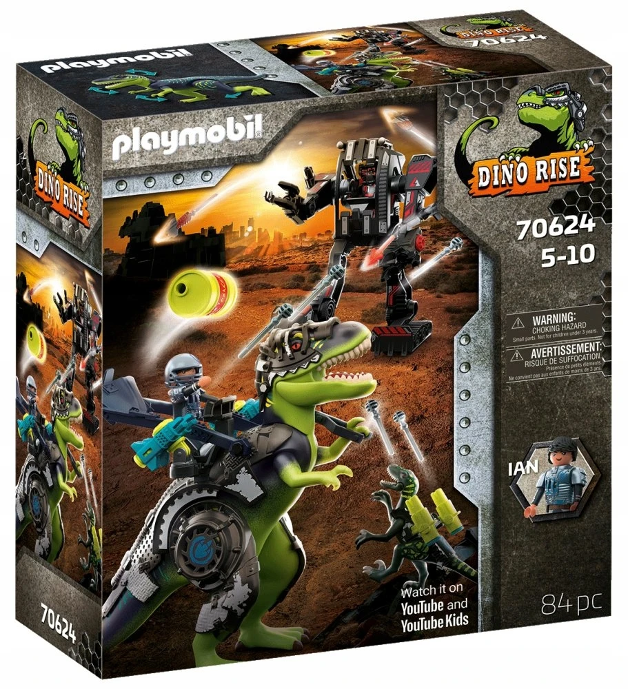 PLAYMOBIL – Dino Rise – tiranozauras ir milžiniškas robotas