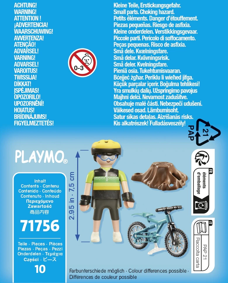 Playmobil Dviratininkas su visureigių dviračiu ir medžio kelmu