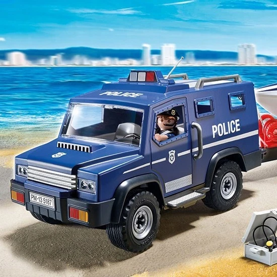 Žaislas - Playmobil 5187 Policijos sunkvežimis su greitaeige valtimi (Playmobil, 5187, nuo 4 metų, įvairių spalvų)