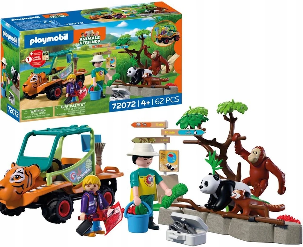 PLAYMOBIL - Zoologijos sodas: Zoologijos sodo prižiūrėtojas su transporto priemone (72072)