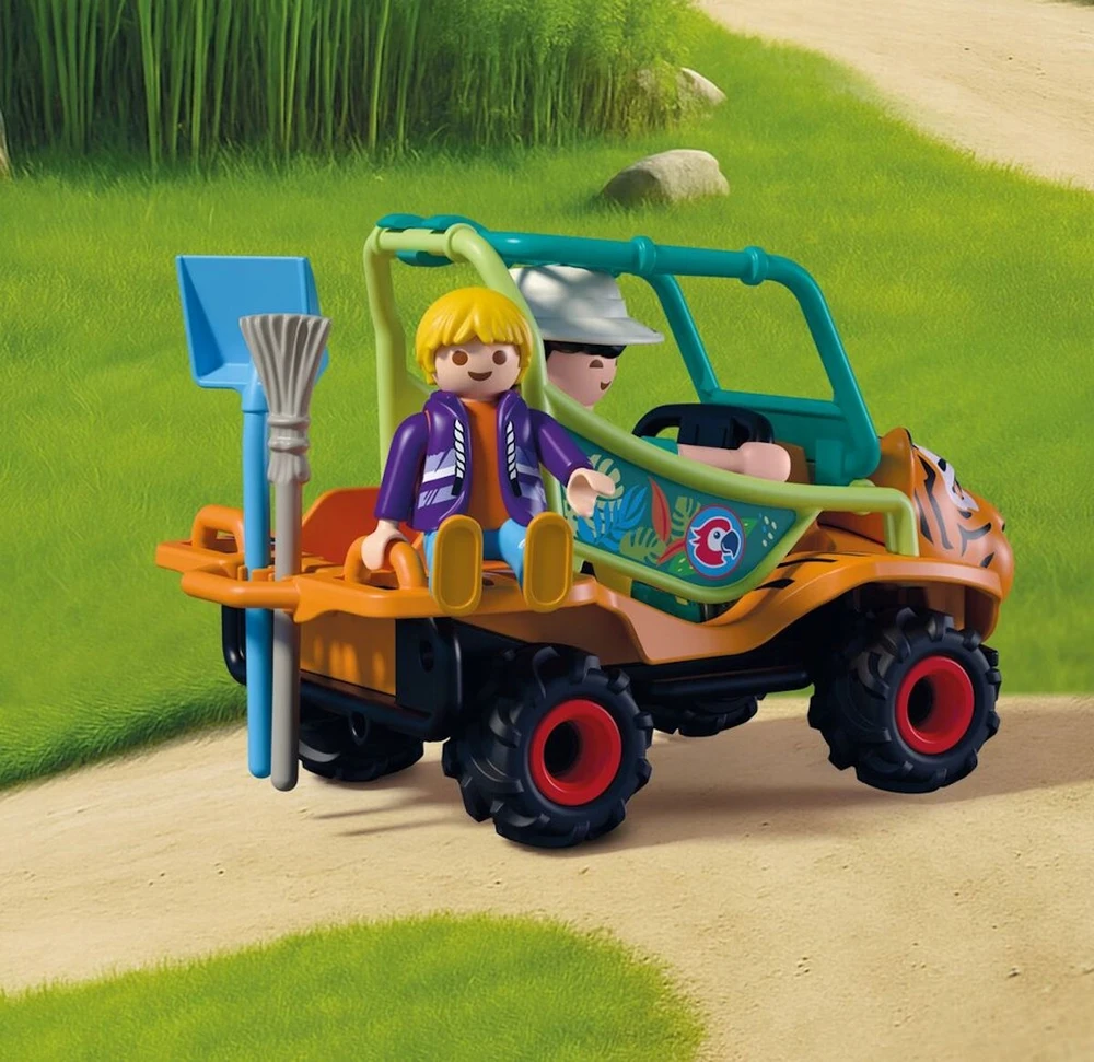 PLAYMOBIL - Zoologijos sodas: Zoologijos sodo prižiūrėtojas su transporto priemone (72072)