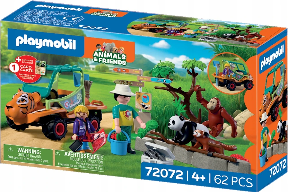 PLAYMOBIL - Zoologijos sodas: Zoologijos sodo prižiūrėtojas su transporto priemone (72072)