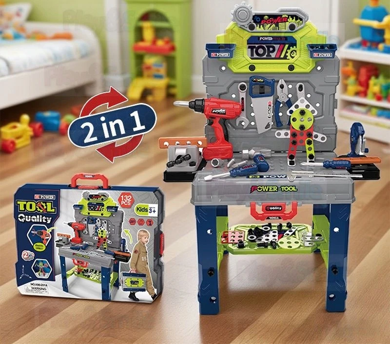 Play&Smile Vaikiškas dirbtuvių rinkinys su įrankiais ir šalmu