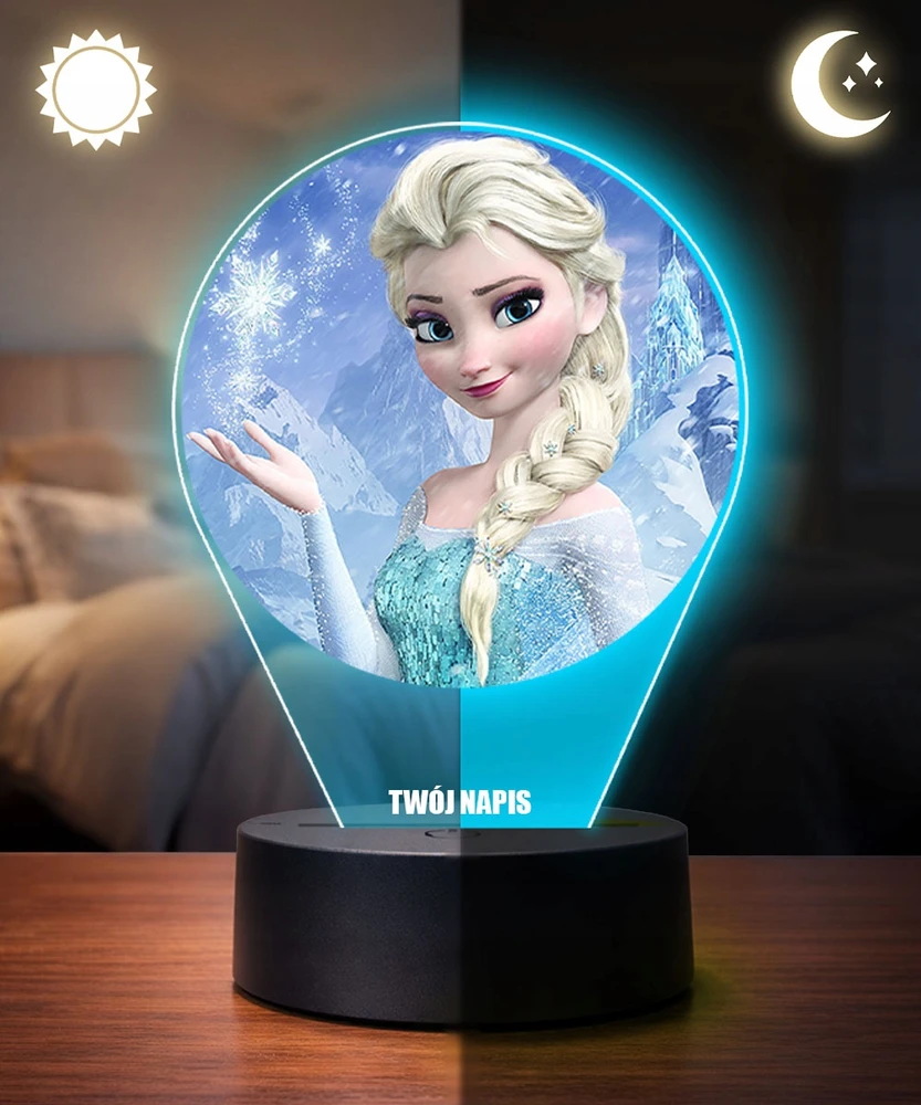 Plexido 3D Elsa Frozen LED lempa mergaitei dovanų