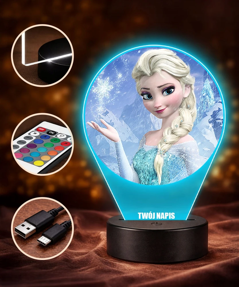 Plexido 3D Elsa Frozen LED lempa mergaitei dovanų