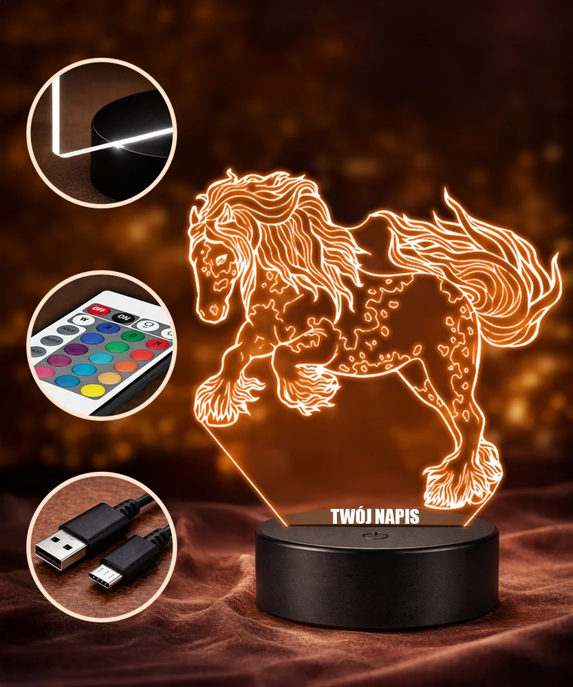 Plexido 3D LED arklio nakties lempa Arklio dovanų graviruotas vardas