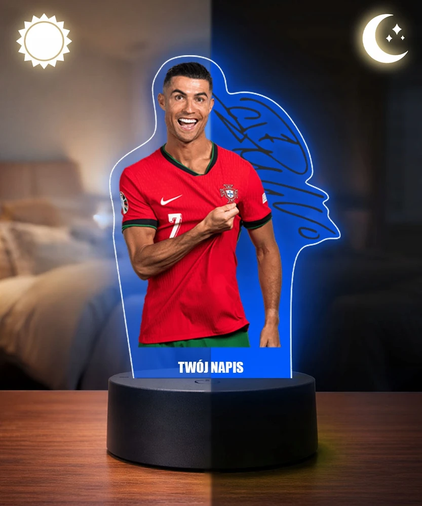 Plexido 3D LED lempa Cristiano Ronaldo Portugal su vardu berniukui