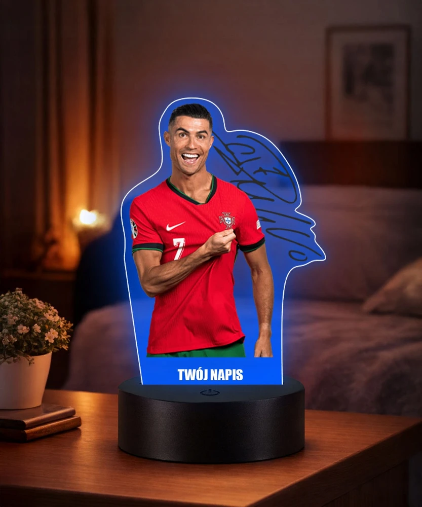 Plexido 3D LED lempa Cristiano Ronaldo Portugal su vardu berniukui