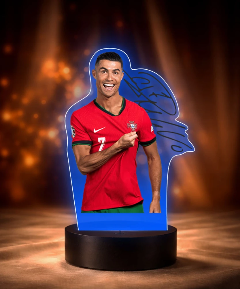 Plexido 3D LED lempa Cristiano Ronaldo Portugal su vardu berniukui