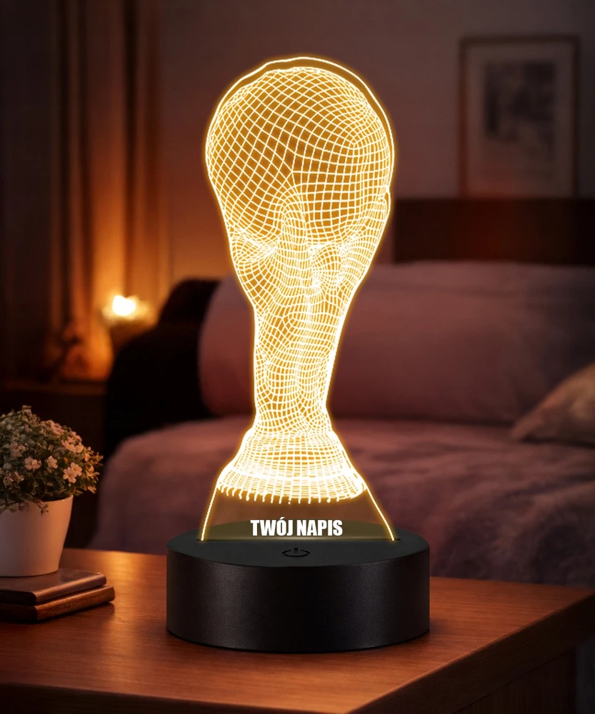 Plexido 3D LED naktinė futbolo pasaulio taurės lempa Dovanokite savo užrašo graviravimą