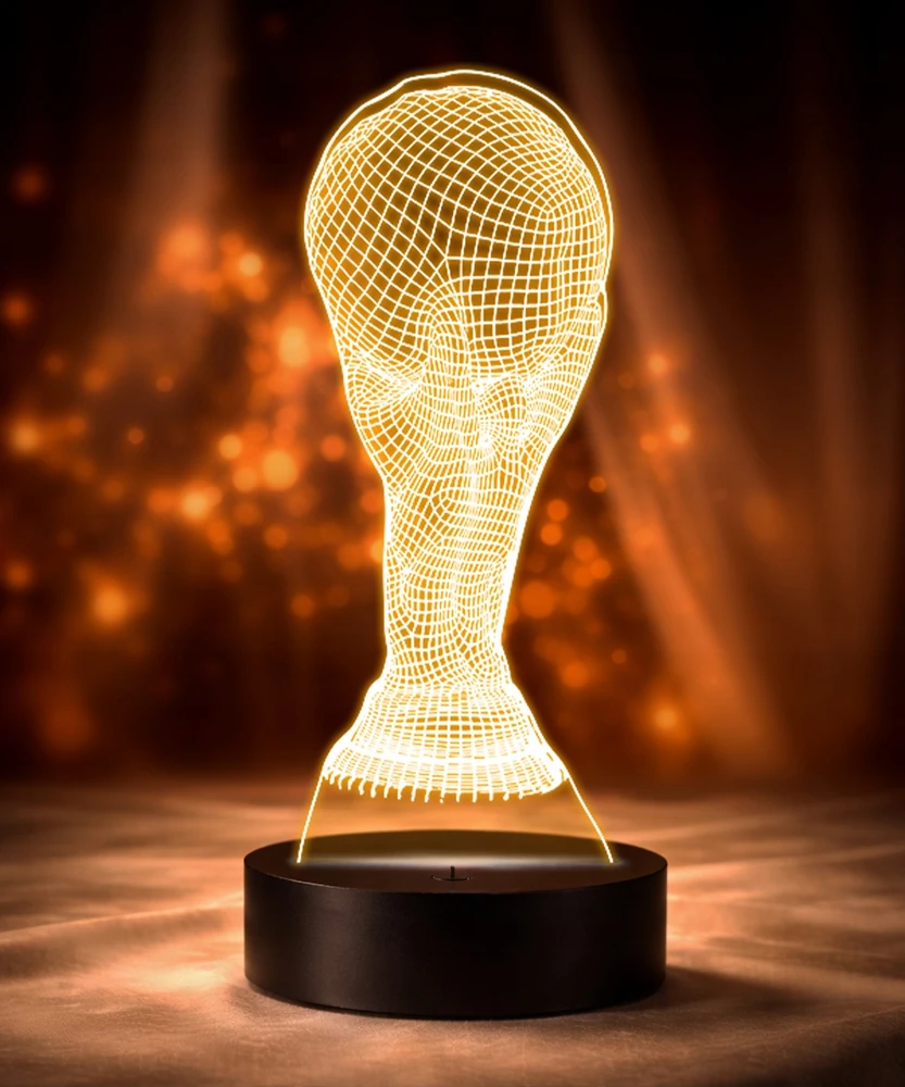 Plexido 3D LED naktinė futbolo pasaulio taurės lempa Dovanokite savo užrašo graviravimą