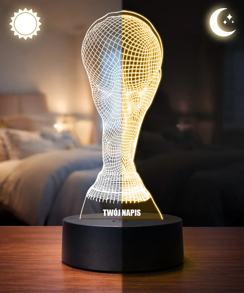Plexido 3D LED naktinė futbolo pasaulio taurės lempa Dovanokite savo užrašo graviravimą