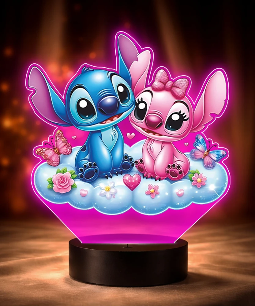 Plexido 3D LED naktinė lempa 3D pasaka Lilo ir Stitch Debesis Dovana mergaitei