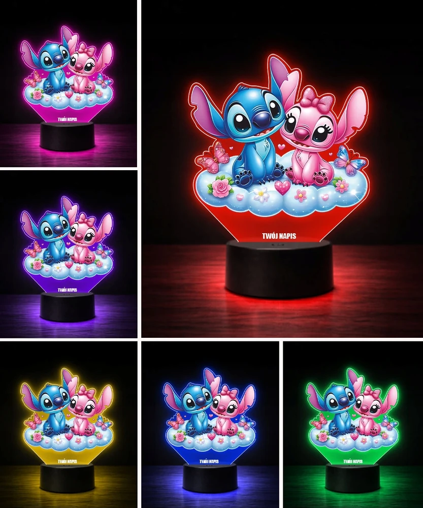 Plexido 3D LED naktinė lempa 3D pasaka Lilo ir Stitch Debesis Dovana mergaitei