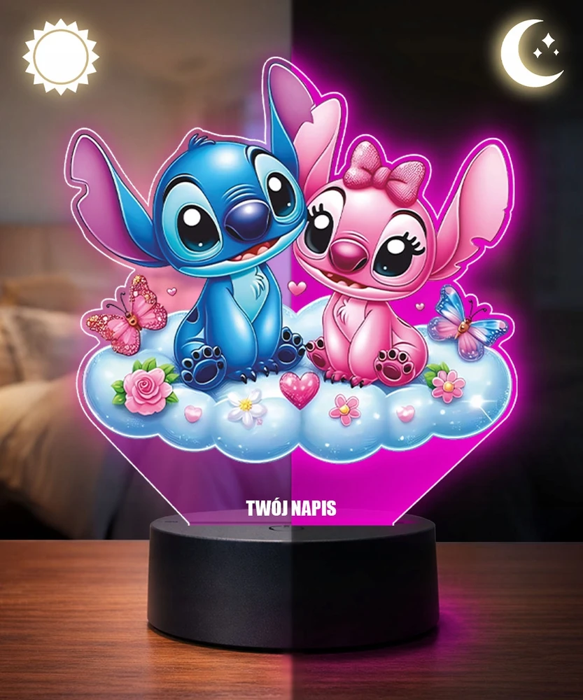 Plexido 3D LED naktinė lempa 3D pasaka Lilo ir Stitch Debesis Dovana mergaitei