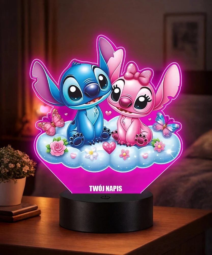 Plexido 3D LED naktinė lempa 3D pasaka Lilo ir Stitch Debesis Dovana mergaitei