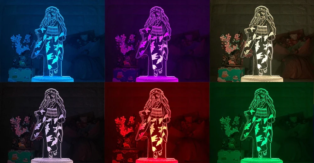 Plexido 3d Led Naktinė Lempa "demon Slayer" su vardu