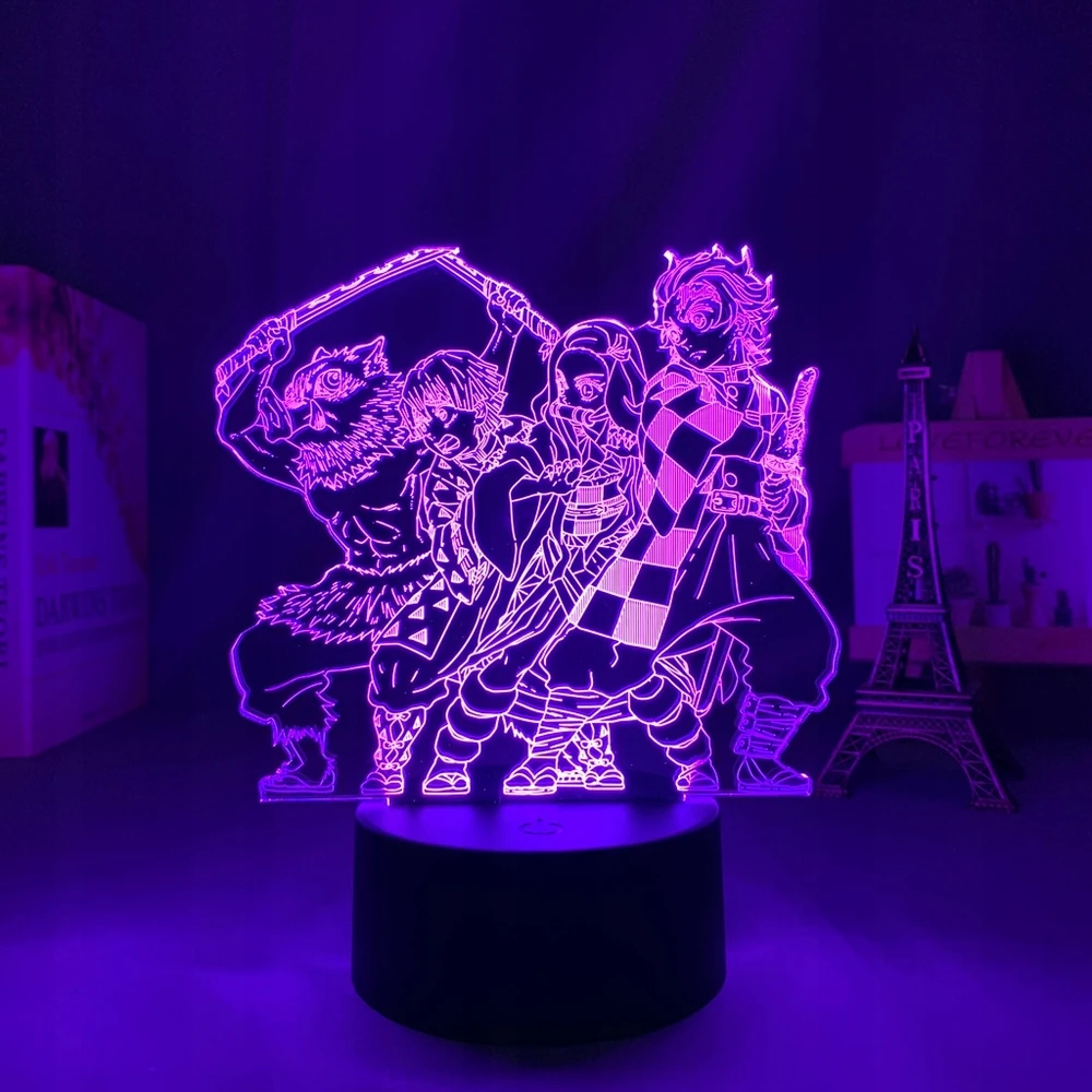 Plexido 3d Led Naktinė Lempa "demon Slayer" su vardu