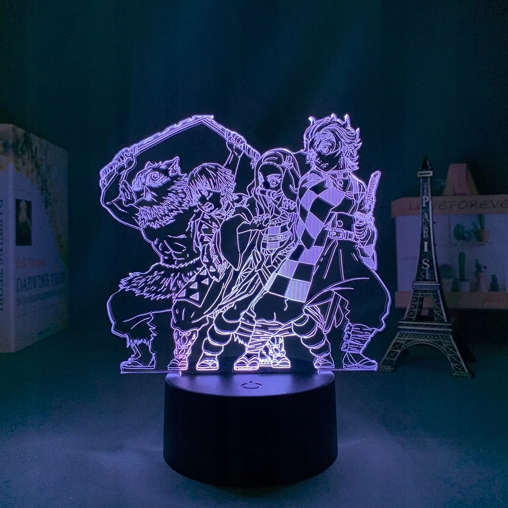 Plexido 3d Led Naktinė Lempa "demon Slayer" su vardu