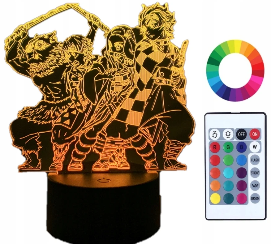 Plexido 3d Led Naktinė Lempa "demon Slayer" su vardu