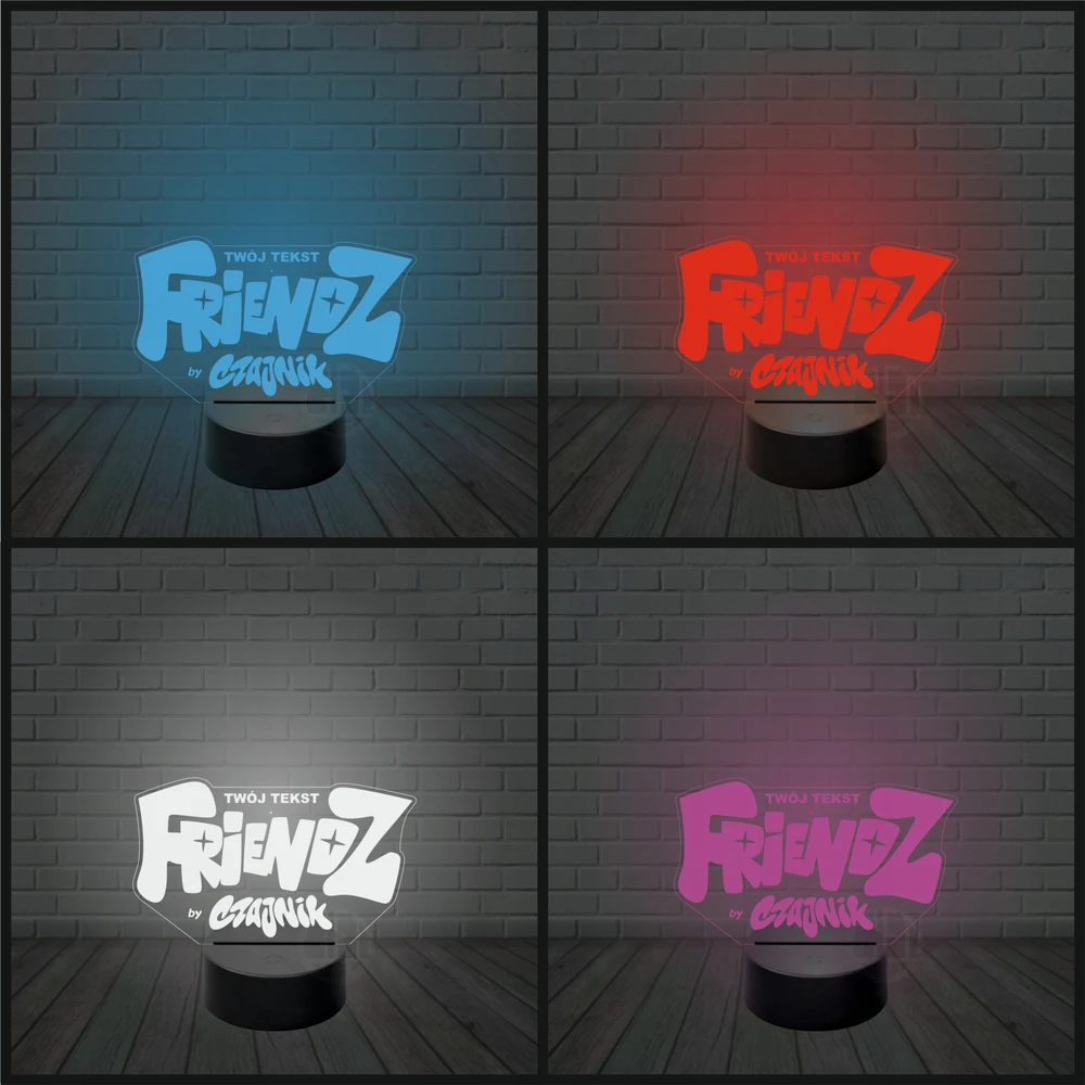 Plexido 3D LED naktinė lempa FRIENDZ BY VIRULIO SU VARDU VAIKŲ DIENOS DOVANA