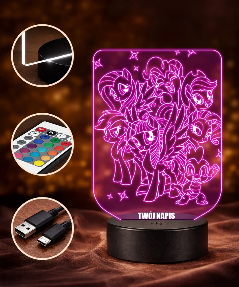 Plexido 3D LED naktinė lempa My Little Pony Gift Name