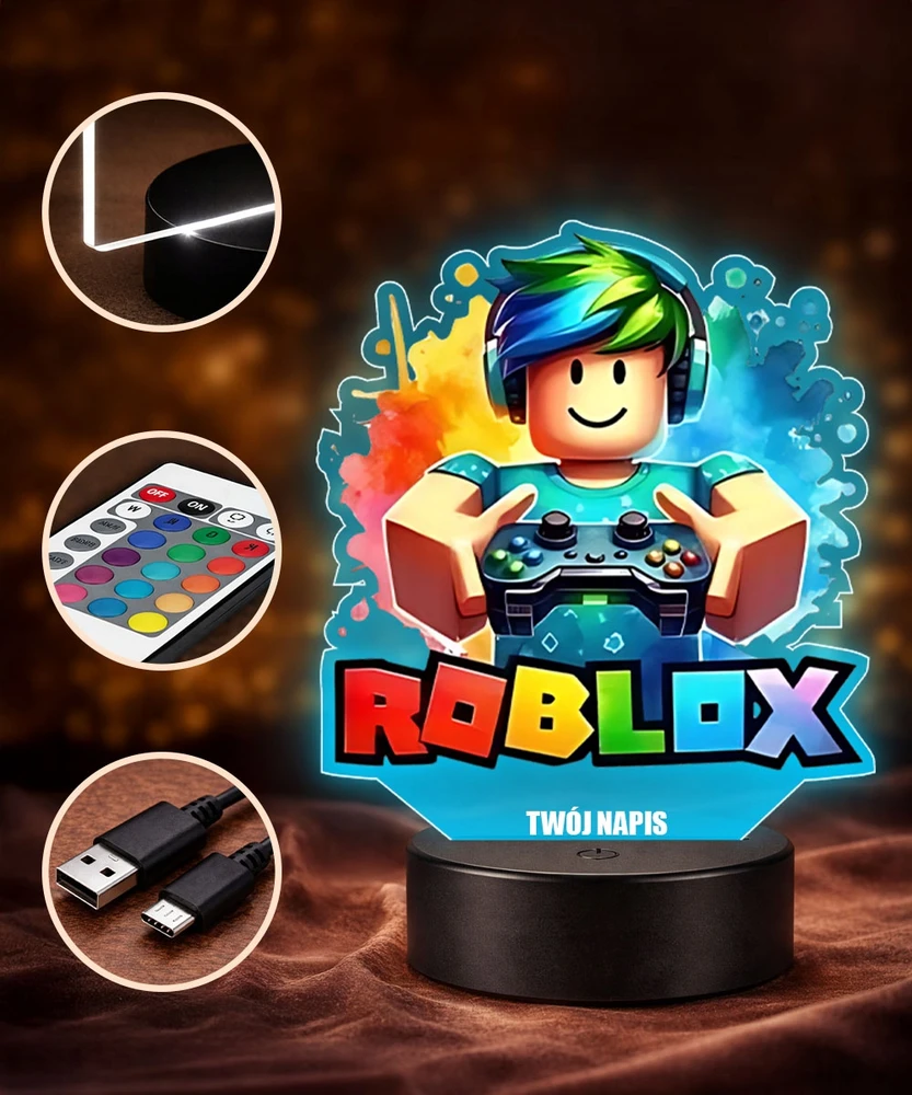 Plexido 3D LED naktinis apšvietimas Roblox Dovana vaikams Linksmas žaidimas su jūsų vardu