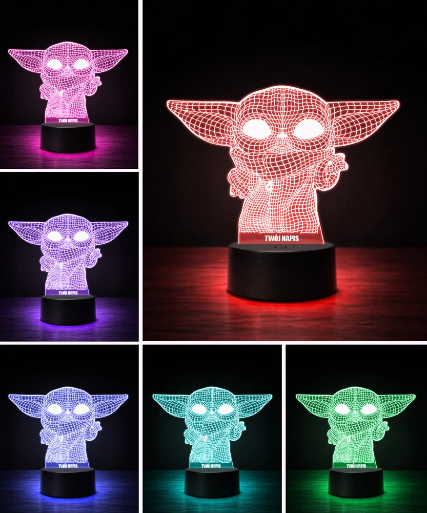 Plexido 3D LED Star Wars Baby Yoda Grogu naktinės lempos dovana