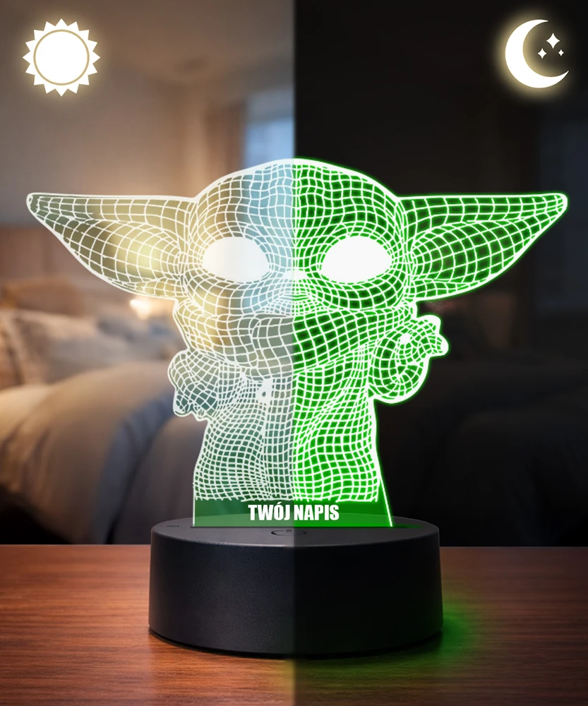 Plexido 3D LED Star Wars Baby Yoda Grogu naktinės lempos dovana