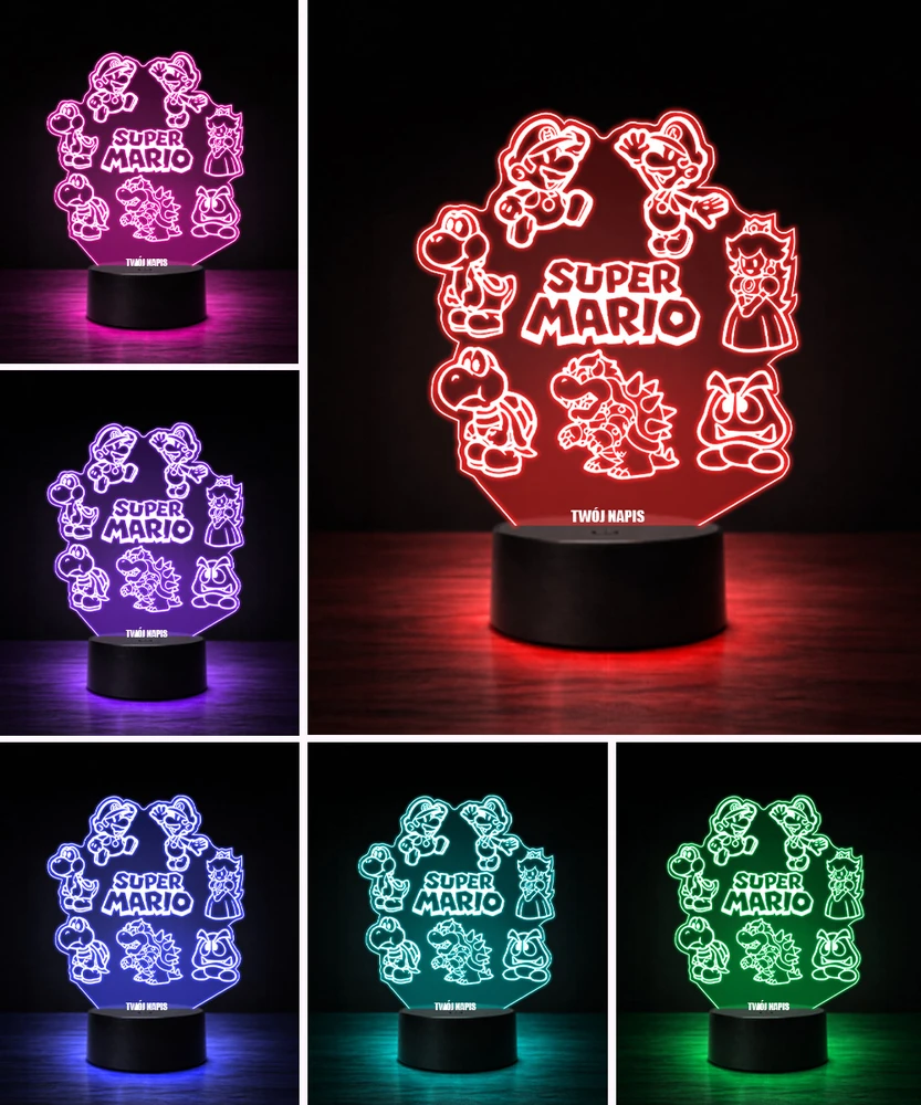 Plexido 3D Super Mario Bros. LED lempa su vardu vaikui kaip dovana