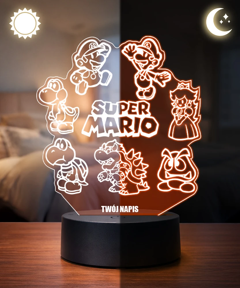Plexido 3D Super Mario Bros. LED lempa su vardu vaikui kaip dovana