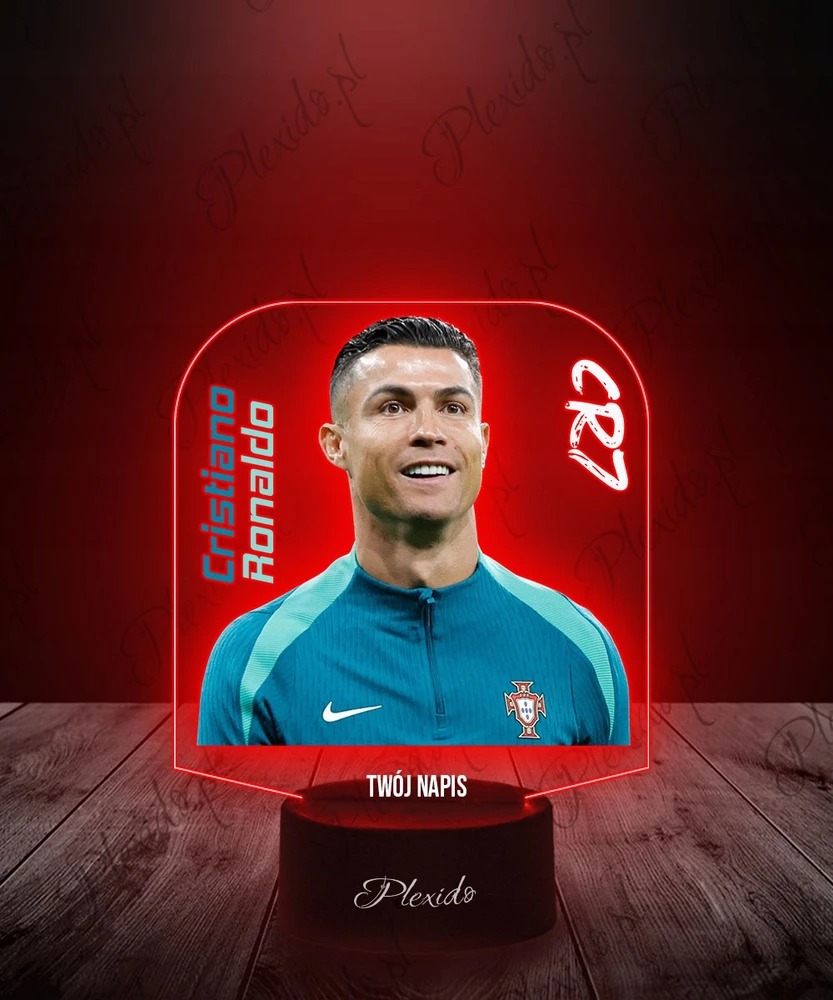 Plexido Cristiano Ronaldo futbolininko naktinė lempa Jūsų LED graviravimo dovana berniukui