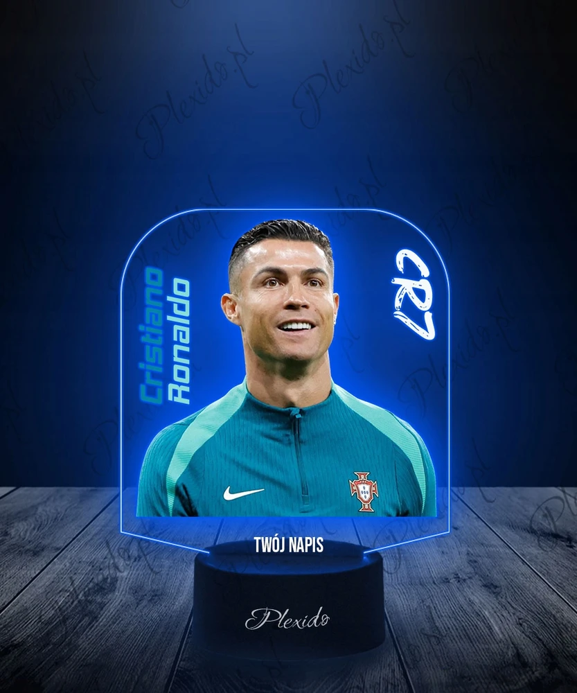 Plexido Cristiano Ronaldo futbolininko naktinė lempa Jūsų LED graviravimo dovana berniukui